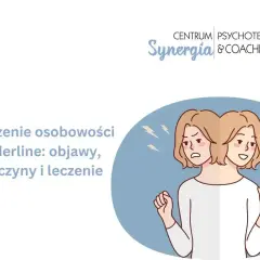 Ilustracja przedstawia dwie twarze tej samej osoby, symbolizujące zmienne nastroje i emocje, które mogą towarzyszyć zaburzeniom osobowości, w tym objawy borderline.