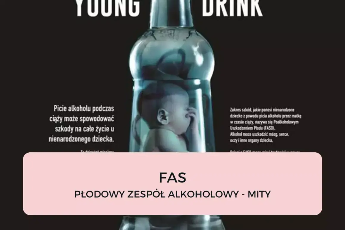 Dziecko w butelce symbolizuje FAS. Picie alkoholu w ciąży powoduje uszkodzenia, które mogą trwać całe życie.