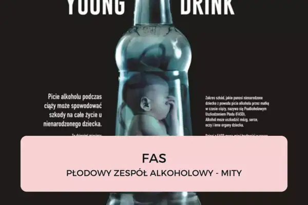 Dziecko w butelce symbolizuje FAS. Picie alkoholu w ciąży powoduje uszkodzenia, które mogą trwać całe życie.